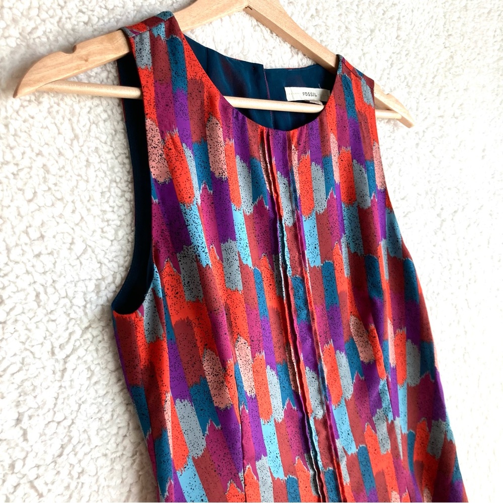 Fossil Women's sleeveless multi-color drop waist dress, Sz XS - Picture 6 of 17